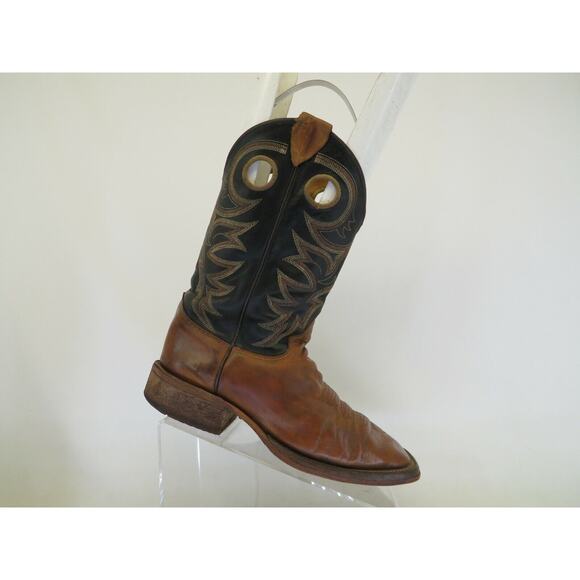 Justin Bent Rail Black Brown Leather Buckaroo Cowboy Western Boots Mens Size 7 D main image 11
